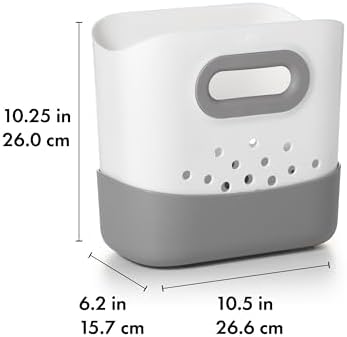 OXO Tot Stand Up Bath Toy Storage Organizer, 7.1 L, Large Capacity Bin for Baby Bath Essentials - Gray