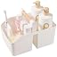 rejomiik Plastic Shower Caddy, Portable Basket with Bamboo Handle, White
