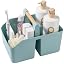 rejomiik Plastic Shower Caddy, Portable Basket with Bamboo Handle, White