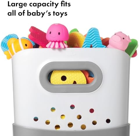 OXO Tot Stand Up Bath Toy Storage Organizer, 7.1 L, Large Capacity Bin for Baby Bath Essentials - Gray