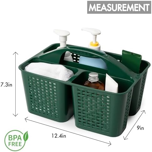 Tiawudi Portable Shower Caddy, Caddy Organizer with Handle, Plastic Shower Basket Hold Soap, Shampoo, Hair Supplies and Beauty Products, Cleaning Supplies Organizer for Home, Dorm, Shelf and Cabinet