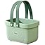 JiatuA Plastic Storage Basket with Handle Portable Shower Caddy Tote Organizer Basket Bin for Bathroom Kitchen Dorm Room Bedroom, Green