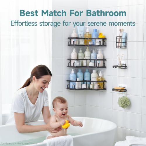 Veken Large Capacity Corner Shower Caddy 6-Pack, Advanced Rustproof Design