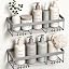 Moforoco Shower Caddy Shelf Organizer Rack, Self Adhesive Black Bathroom Shelves Basket, Home Farmhouse Wall Inside Organization and Storage Decor Rv Accessories, First Camper Apartment Essentials