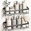 Moforoco Shower Caddy Shelf Organizer Rack, Self Adhesive Black Bathroom Shelves Basket, Home Farmhouse Wall Inside Organization and Storage Decor Rv Accessories, First Camper Apartment Essentials