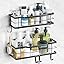 Moforoco Shower Caddy Shelf Organizer Rack, Self Adhesive Black Bathroom Shelves Basket, Home Farmhouse Wall Inside Organization and Storage Decor Rv Accessories, First Camper Apartment Essentials