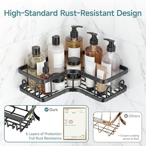 Veken Large Capacity Corner Shower Caddy 6-Pack, Advanced Rustproof Design