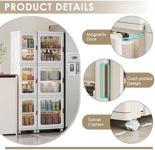 VECELO 4-Tier Narrow Storage Cabinet with Wheels, White