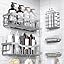 EUDELE Adhesive Shower Caddy, 5 Pack Rustproof Stainless Steel Bath Organizers With Large Capacity, No Drilling Shelves for Bathroom Storage & Home Decor