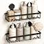 Moforoco Shower Caddy Shelf Organizer Rack, Self Adhesive Black Bathroom Shelves Basket, Home Farmhouse Wall Inside Organization and Storage Decor Rv Accessories, First Camper Apartment Essentials