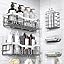 EUDELE Adhesive Shower Caddy, 5 Pack Rustproof Stainless Steel Bath Organizers With Large Capacity, No Drilling Shelves for Bathroom Storage & Home Decor