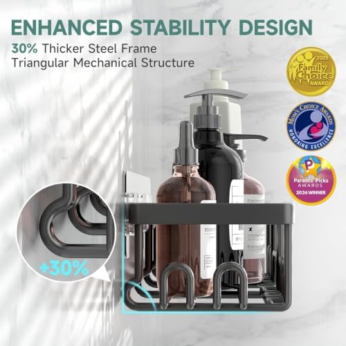Veken Shower Caddy 5-Pack, Bathroom Organizers and Storage Shelves, Black