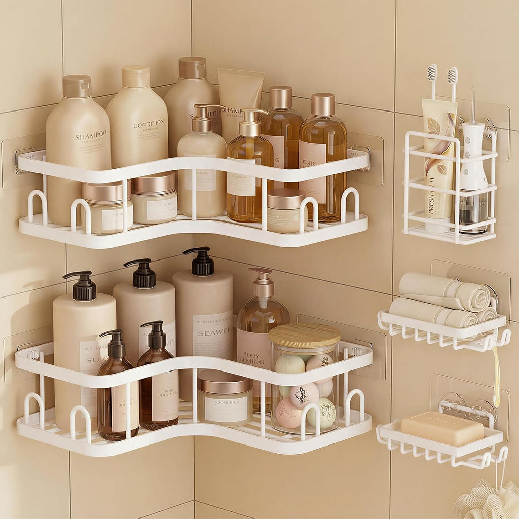 Veken Large Capacity Corner Shower Caddy 6-Pack, Advanced Rustproof Design