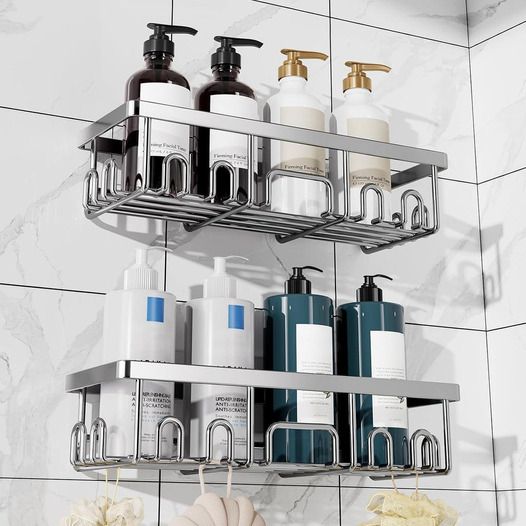 Veken Shower Caddy 6-Pack, Bathroom Organizers and Storage Shelves, Black