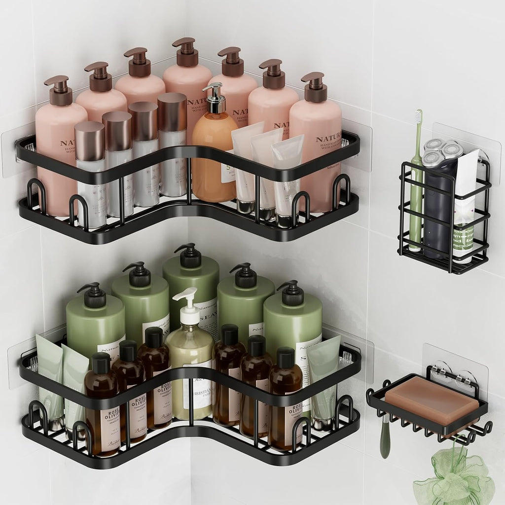 Veken Large Capacity Corner Shower Caddy 6-Pack, Advanced Rustproof Design
