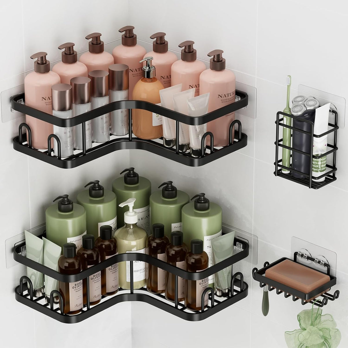 Veken Large Capacity Corner Shower Caddy 6-Pack, Advanced Rustproof Design