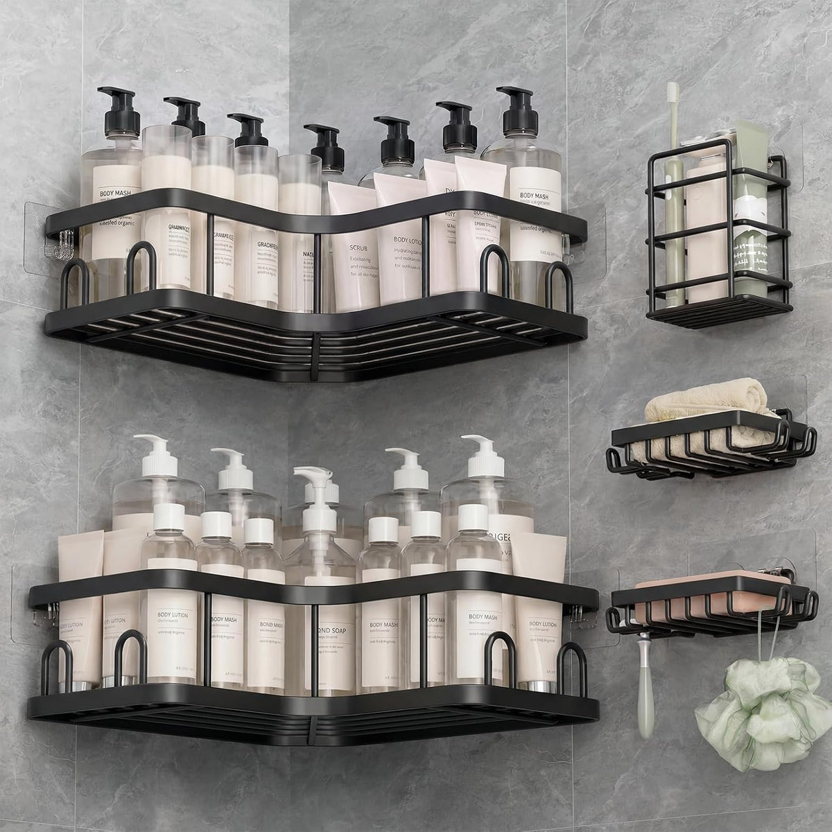 Veken Large Capacity Corner Shower Caddy 6-Pack, Advanced Rustproof Design