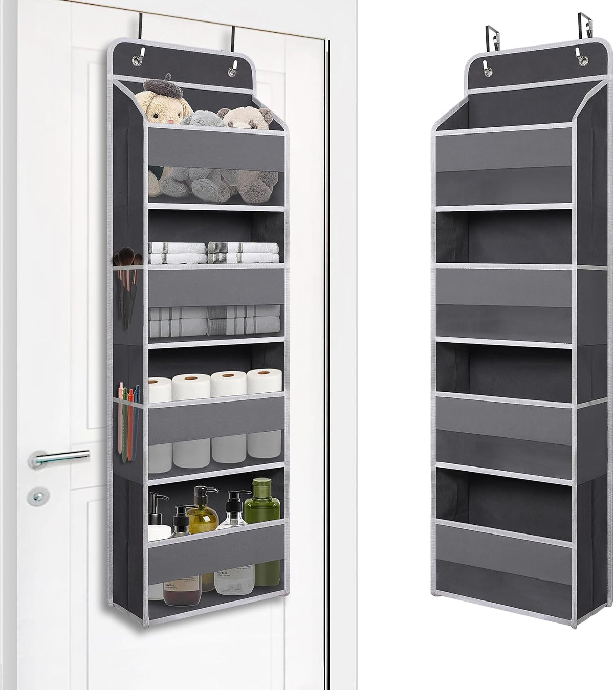 TYMENSH Over the Door Organizer for Bedroom Bathroom Pantry, 4 Shelf Black