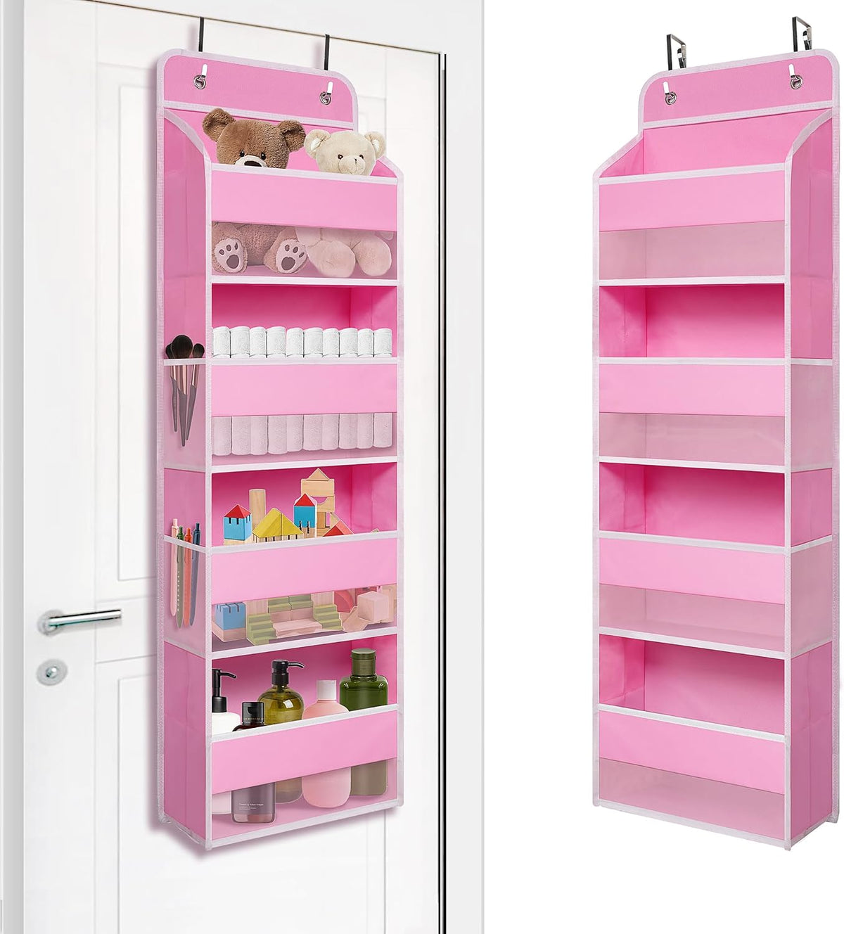 TYMENSH Over the Door Organizer for Bedroom Bathroom Pantry, 4 Shelf Black