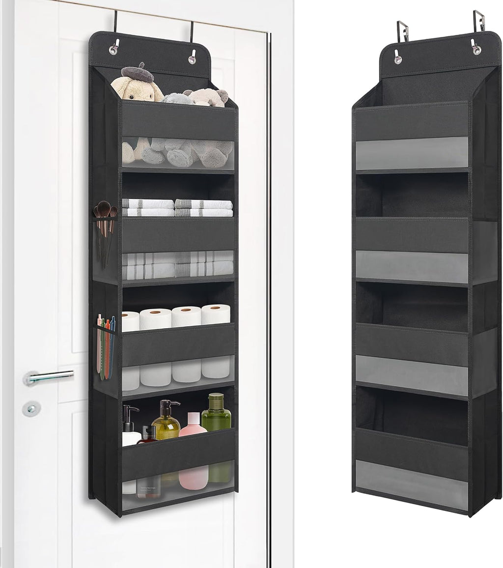 TYMENSH Over the Door Organizer for Bedroom Bathroom Pantry, 4 Shelf Black