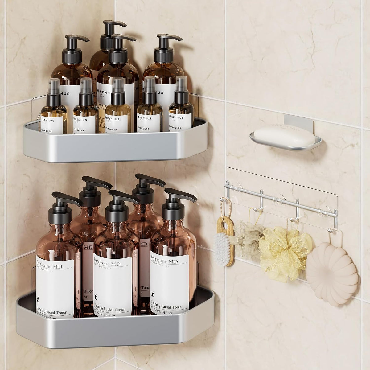 Veken Large Capacity Corner Shower Caddy 6-Pack, Advanced Rustproof Design
